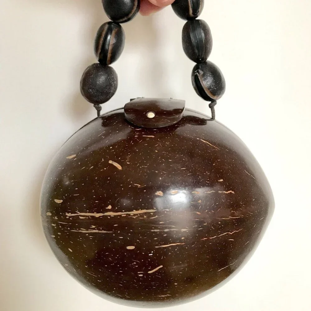 Coconut Mini Handbag Clutch Handmade One-Of-A-Kind Summer Party